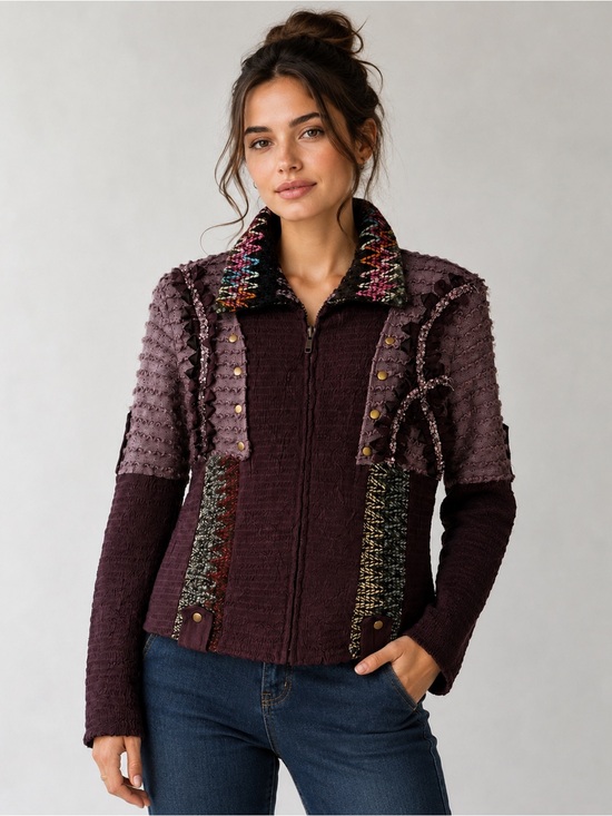 Alberto Makali Jackets & Blazers - Alberto Makali Y2K Embellished Patchwork Artwear Jacket Purple Size L